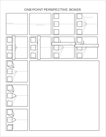 one-point perspective worksheet: boxes