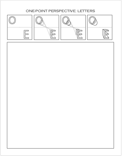 one-point perspective worksheet: letters