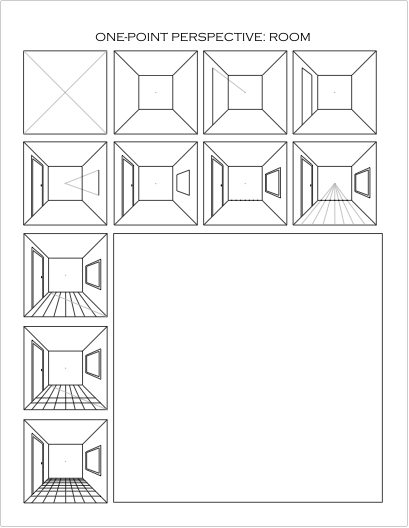 one-point perspective worksheet: room