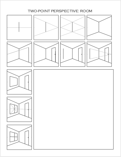 two-point perspective worksheet: room