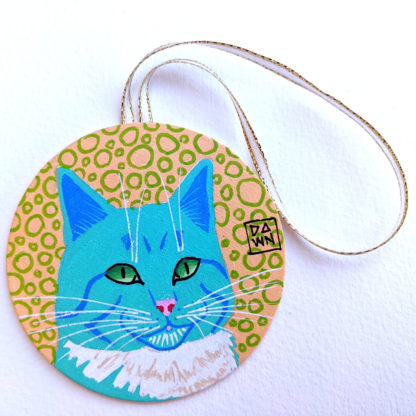 Bao the Cat hand-painted ornament with ribbon