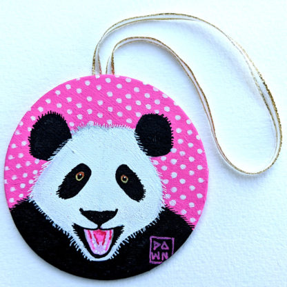 giant panda ornament with ribbon