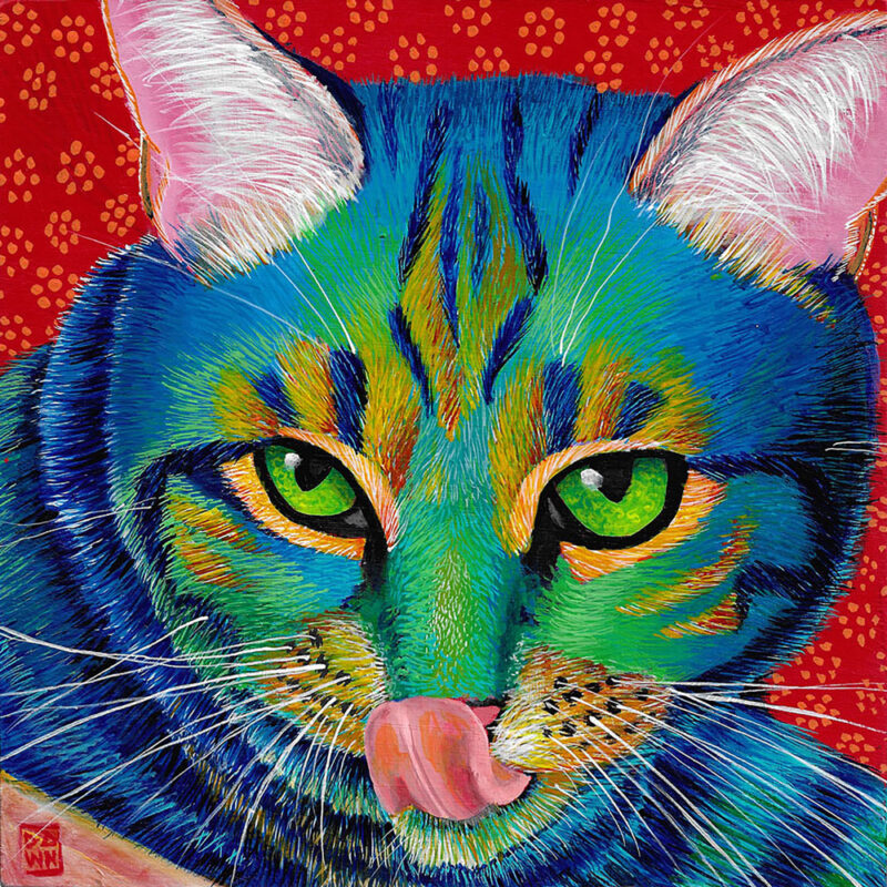 Nika cat portrait in acrylic on panel